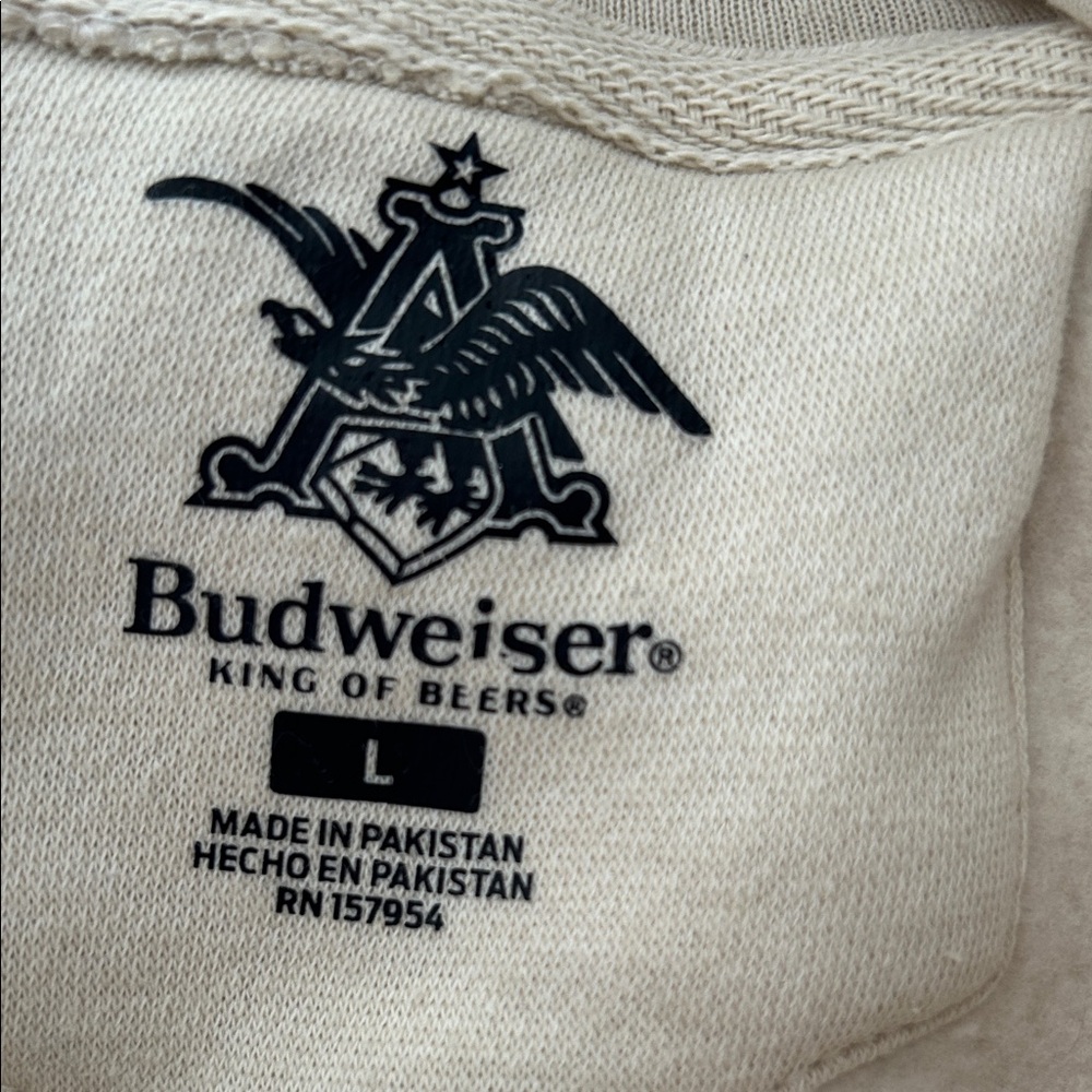 Budweiser Off-White Crop Tops Sweater Hoodie with Bottle Design - Picture 9 of 13